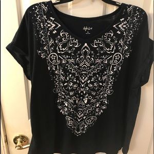 Style & Co Navy & White T, size XL